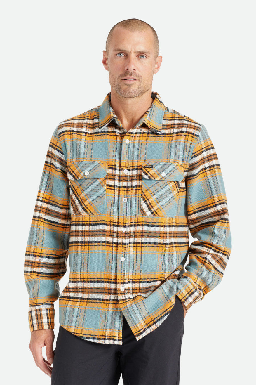 Tops De Franela Brixton Bowery Stretch L/S Utility Hombre Naranjas Blancas | 671284SOL